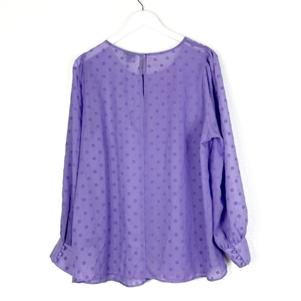 NWT Torrid Clip Dot polka dots lavender puff sleeve Long Stem Rose top SZ 1 NEW - Picture 2 of 10